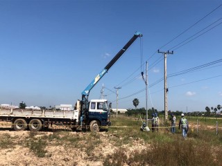 Lifting Electric Pole at DENSO